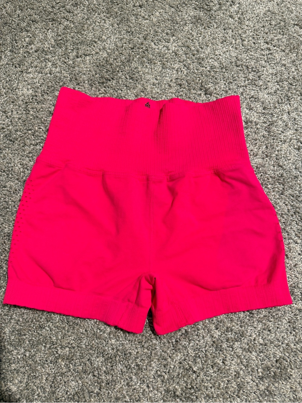 Free People High-Waist Hot Pink Ribbed Waist Shorts